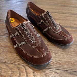 Naturalizer Chocolate Brown Loafers with Dual Zippers